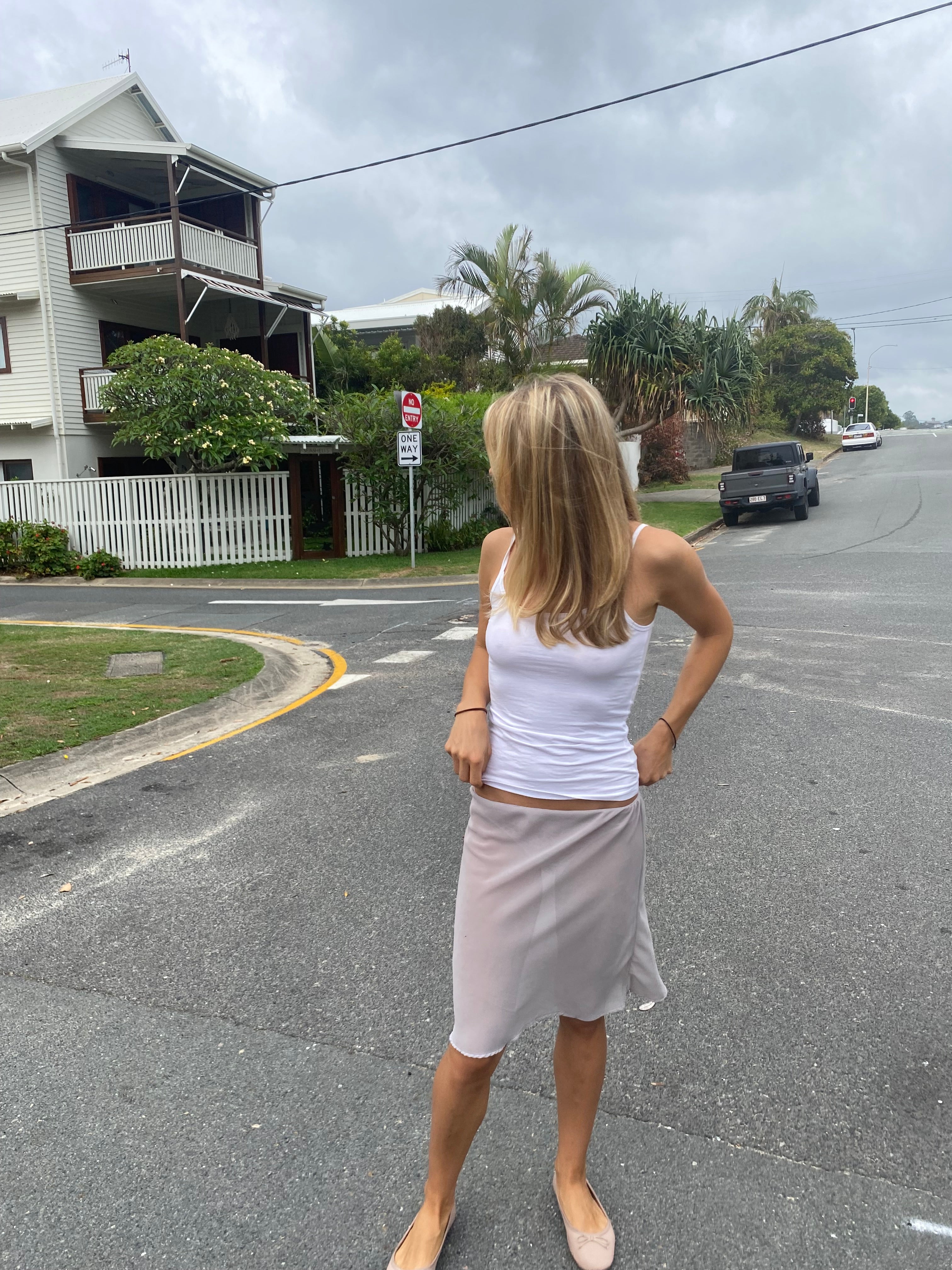 Grey slip skirt
